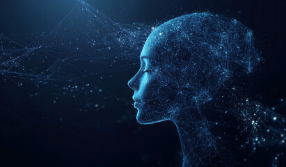 Digital Human Face Concept - Artificial Intelligence and Machine Learning
