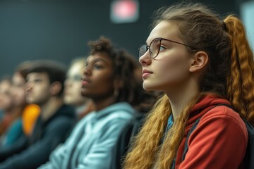 Obraz premium College Students Paying Attention in Class