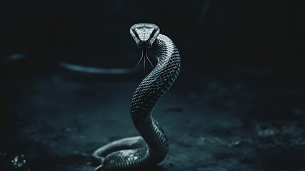 Fototapeta premium A Close-up of a Snake with a Dark Background