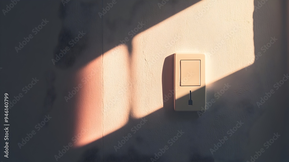 Poster a conceptual image showcasing a light switch with a shadow that doesn t match the switch s form crea