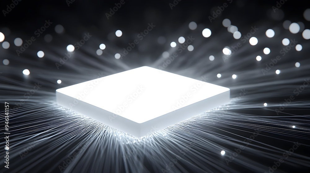 Poster conceptual image of a light switch surrounded by glowing lines and shapes suggesting the idea of pow