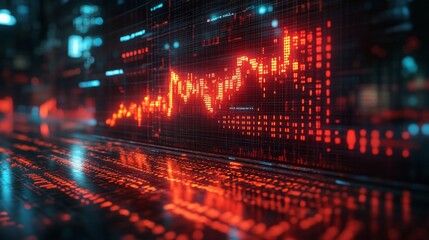 A holographic display showcases historical data trends in a sleek, high-tech setting, reflecting dynamic changes over time.