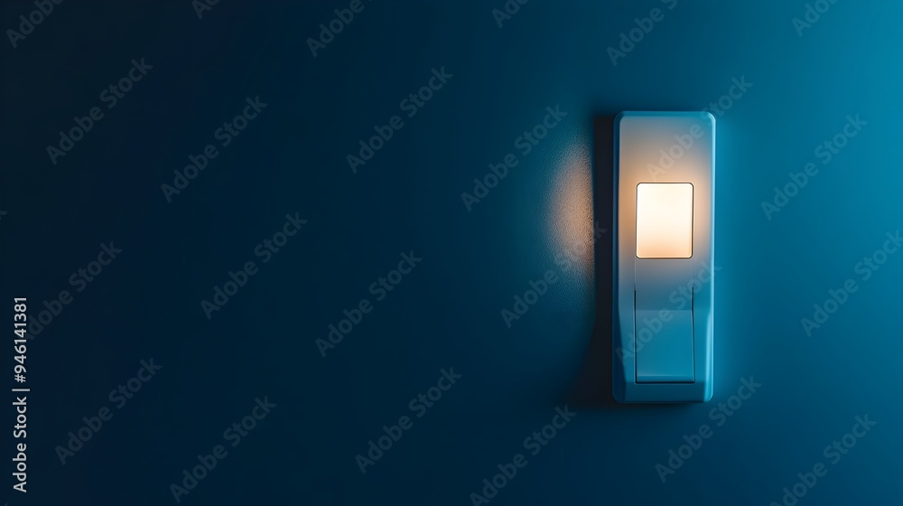 Poster conceptual digital of a light switch that powers up an unknown futuristic machine or device the imag