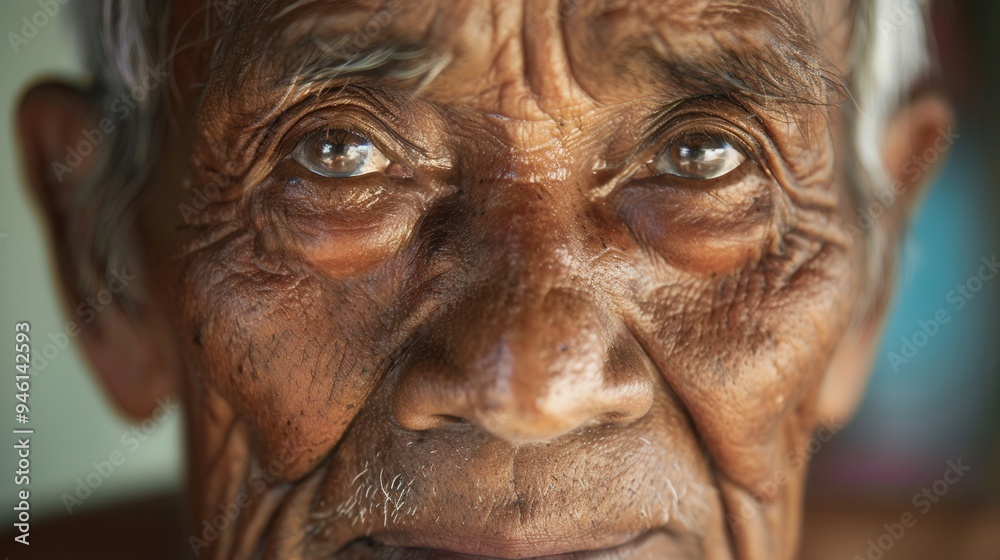 Aufkleber Elderly men from different ethnic backgrounds express calmness and wisdom in their portraits, reflecting a lifetime of experiences and knowledge. Generative AI