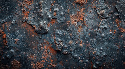 Flat lay of an old, weathered iron surface with deep rust spots and rough textures, ideal for a gritty theme