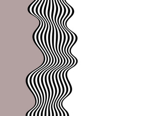 Black on white abstract perspective line wave stripes with 3d dimensional effect isolated on white. Eps 10