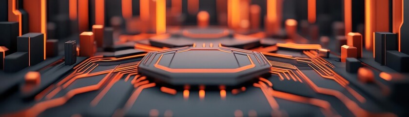 Futuristic cityscape in a blackout, low power availability, 3D illustration