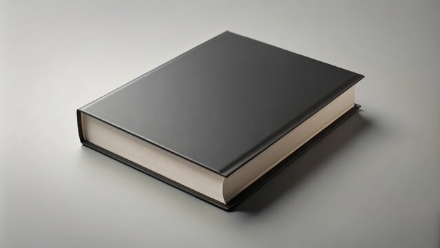 Black rectangular cardboard book box mockup template for branding presentation, featuring a hard blank surface for customization