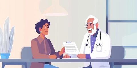 Fototapeta premium illustration of doctor discussing with patient, health concept design