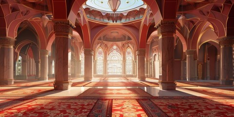 Obraz premium Harmony of Dusk Mosque Offering Tranquility in Warm Evening