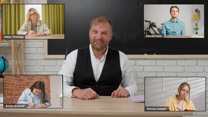 Professor Delivering Online Lecture from Classroom Setting