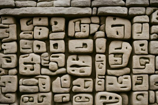 A cryptic symbol carved into an ancient stone wall.