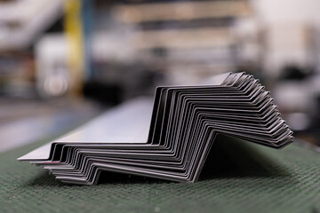 metal flashing in a metal roofing factory workshop