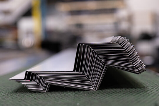 metal flashing in a metal roofing factory workshop