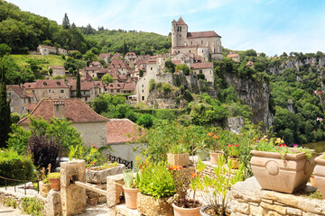 Saint-Cirq-Lapopie medieval village in the Lot region, France