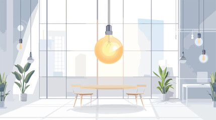 Elegant Modern 3D Interior Design with Glass Light Bulb