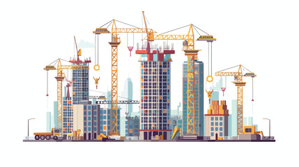 Modern Construction Engineering Flat Vector Isolated