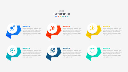 Business  infographics design for Six Step, option, parts or process. Infographic 6 element design template for presentation.  process diagram, step banner, flow chart, 6 option template.
