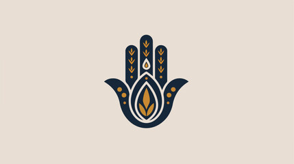 Modern Nordic Style Hamsa Logo Flat Vector Isolated