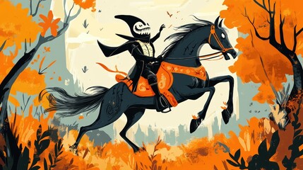 Humorous take on the headless horseman.
