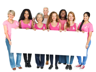 Diverse woman with a banner mockup transparent png