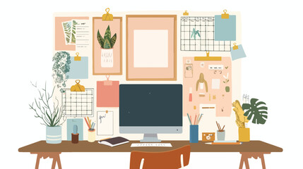 Modern Mood Board Design with Grid Photo Wall and Wooden Clips