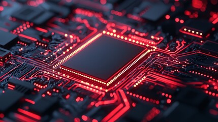 Obraz premium Holographic hardware diagnostics, transparent components, glowing tech interfaces, advanced computing