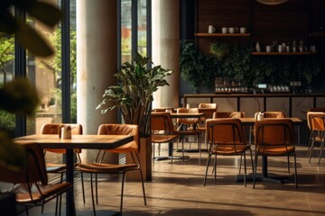 Interior of a modern empty cafe