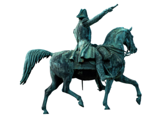 Statue of King Charles XIV John in central Stockholm, Sweden isolated on white transparent