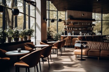 Fototapeta premium Interior of a modern empty cafe
