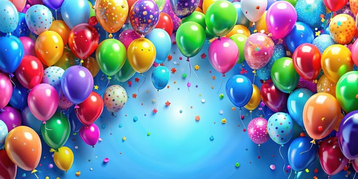 Colorful happy birthday background with balloons creating a festive atmosphere