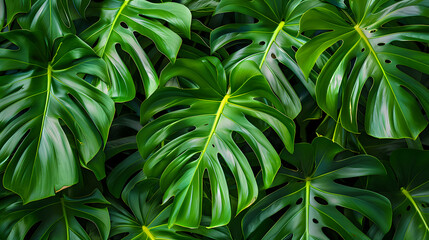 Detailed Textures of a Lush Tropical Philodendron Leaf