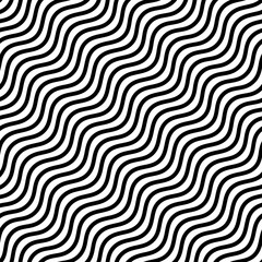 Wave seamless texture, black lines on white background. Vector illustration