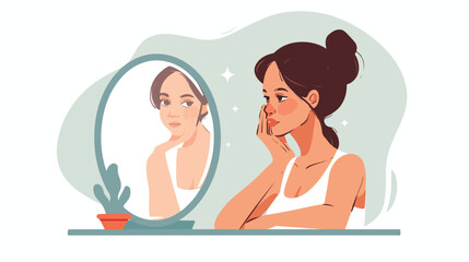 Teenage Girl Admiring Herself in Mirror