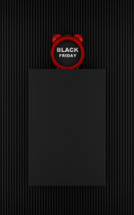 Black Friday Sale Display with Modern Minimalist Design. 3D Illustration