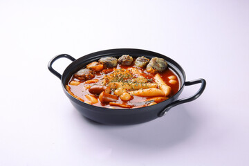 Tteokbokki on a white background