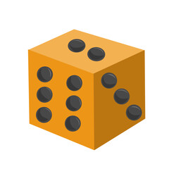 gold colored dice vector icon