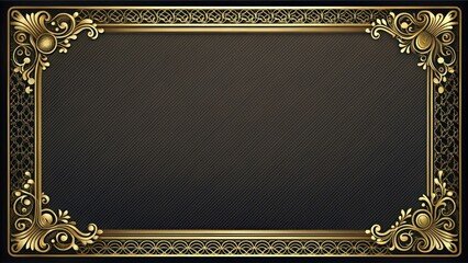 Luxurious black and gold certificate with elegant gold frame border design