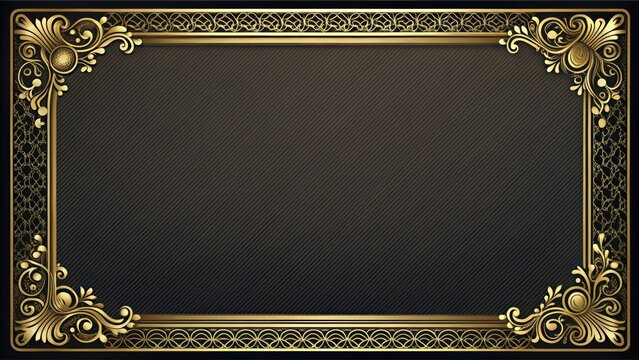 Luxurious black and gold certificate with elegant gold frame border design