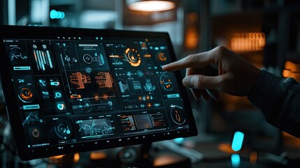 A smart home dashboard showing automated controls for lighting, security, and temperature.