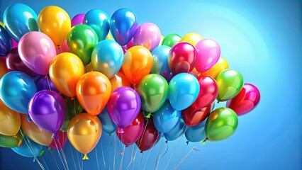 Colorful birthday balloons with blank sign for personalized message