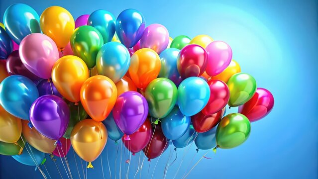 Colorful birthday balloons with blank sign for personalized message