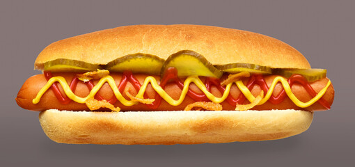 Hotdog Brötchen, Imbiss, Senf, Gurken, Snack,