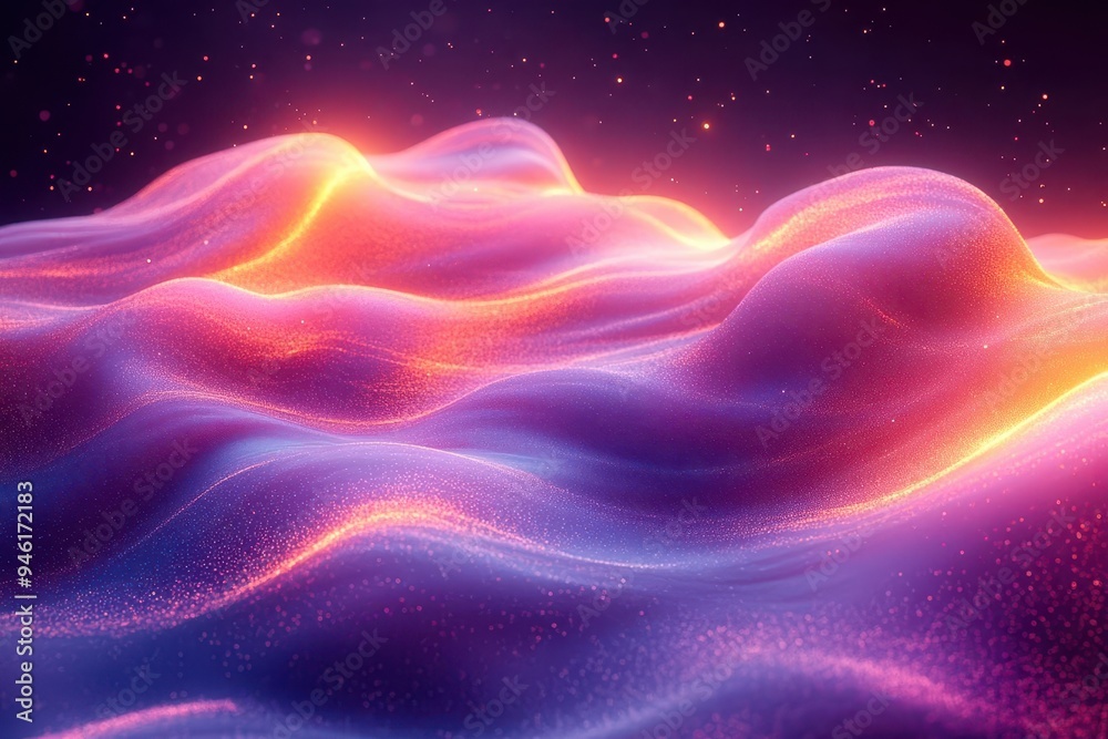 Sticker abstract iridescent wave mesmerizing neon colors in motion holographic effect futuristic 3d render d