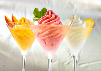 Sorbets, Martinigläser, Fruchtsorbets, Eiscreme, Desserts,