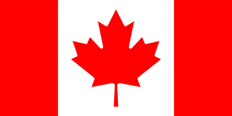 The flag of Canada. Flat flag of Canada. Red and white flag. Flag for printing. A red maple leaf on a white background.