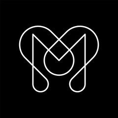 Letter M creative line logo design