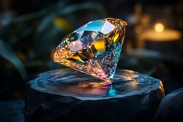 Diamond shining through a prism, depicted in an artwork that creates a mesmerizing play of light and color