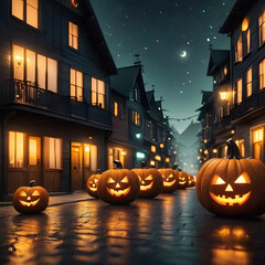 Fototapeta premium halloween witch with a pumpkin