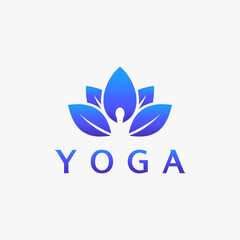 Yoga Logo design with leaves
